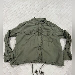DownEast Olive Green Zip-Up Utility Jacket